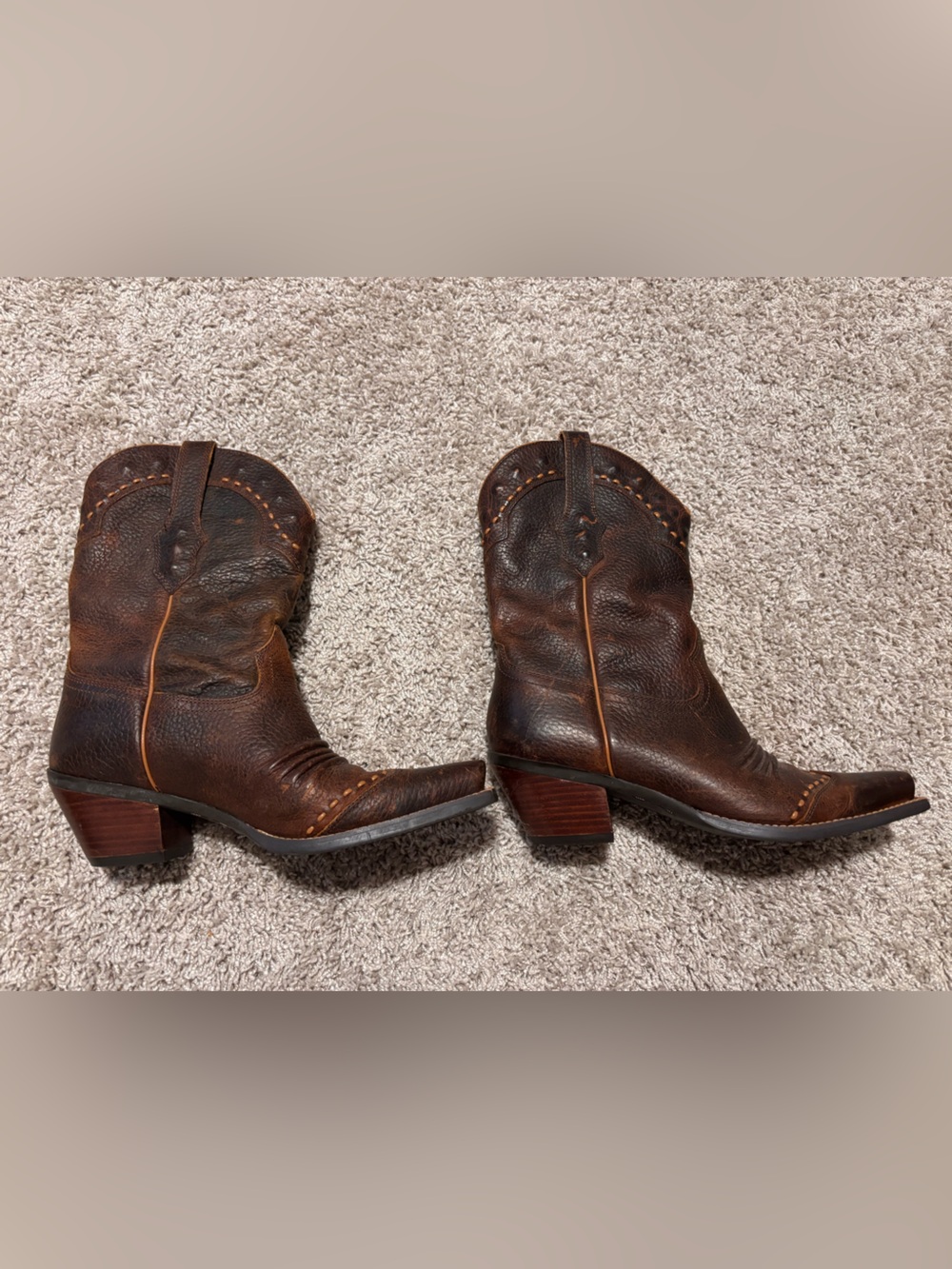 Ariat Brown Distressed Leather Women's Western Ankle Boots
